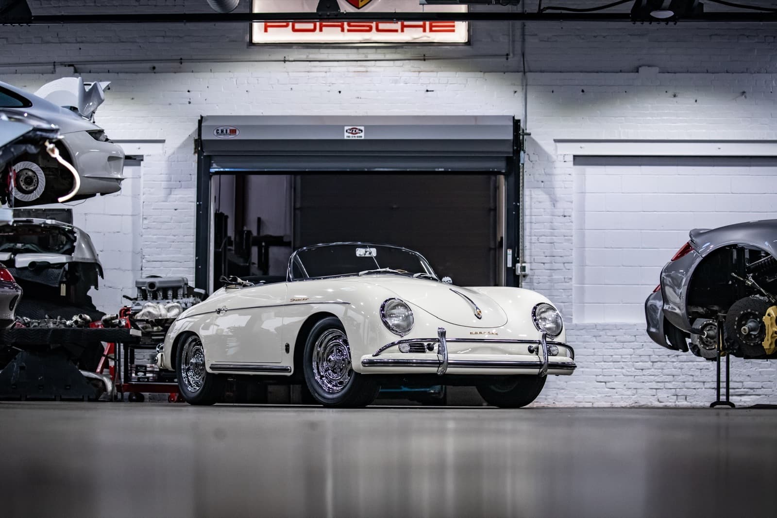 White Porsche 356 Speedster at Repasi Motorwerks