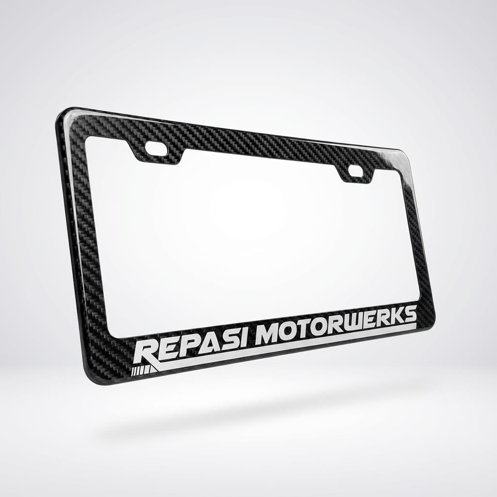 Carbon fiber license plate frame studio shot