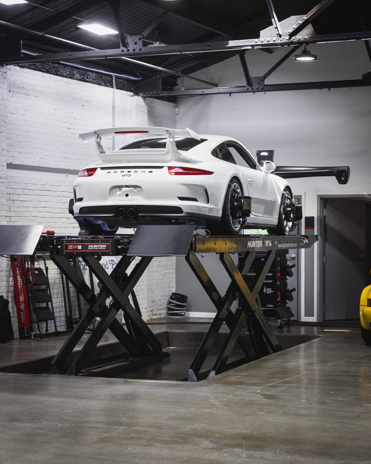 Porsche GT3 on Hunter alignment rack at Repasi Motorwerks