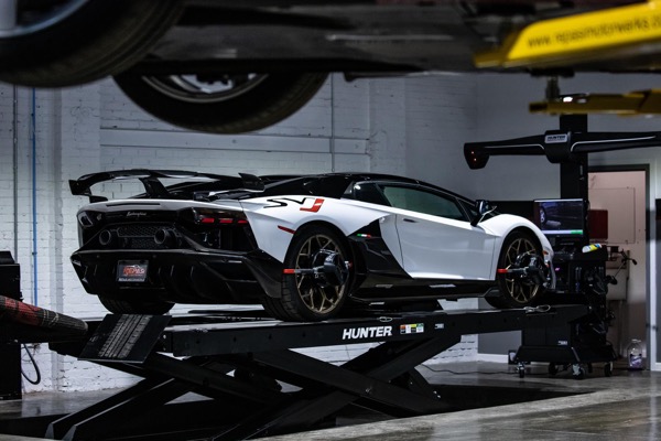 Porsche GT in bay with tools at Repasi Motorwerks